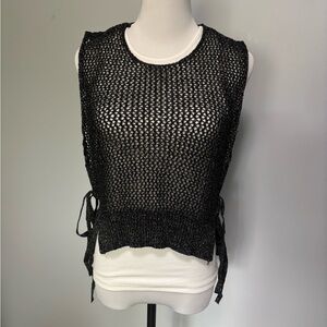 Zara Black Mesh Side Tie Tank Top size M